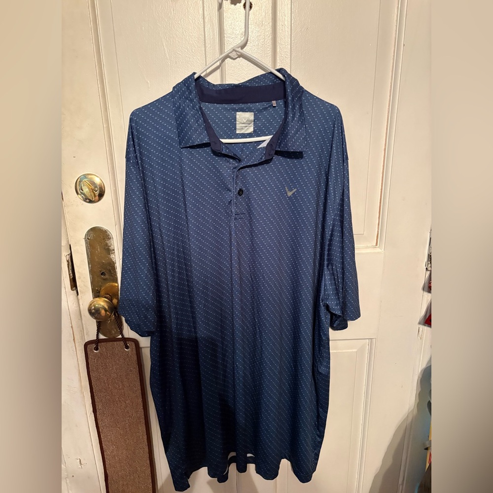 Callaway Men’s Navy Blue Dotted Performance Polo